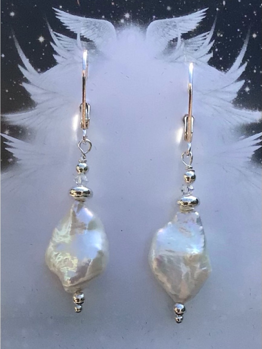Pearl Earrings, sterling silver, Fresh water pearls